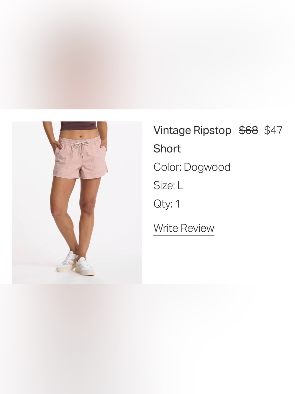 Vuori Dogwood Pink Vintage Ripstop Athletic Shorts